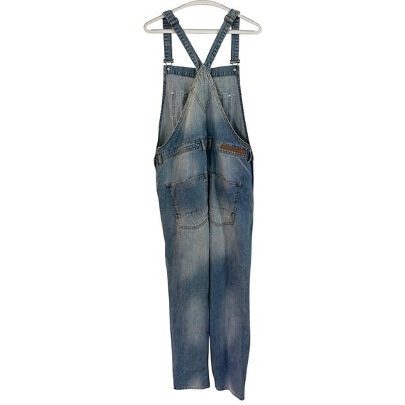 Zara Man Denim Overalls Distressed Large Light Blue - Picture 2 of 9
